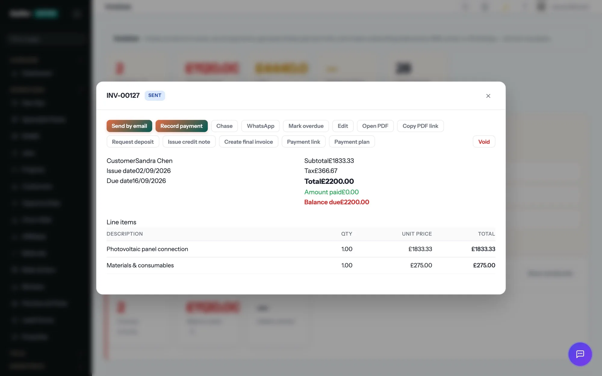 Gaffer screenshot for step 05: The invoice sends itself
